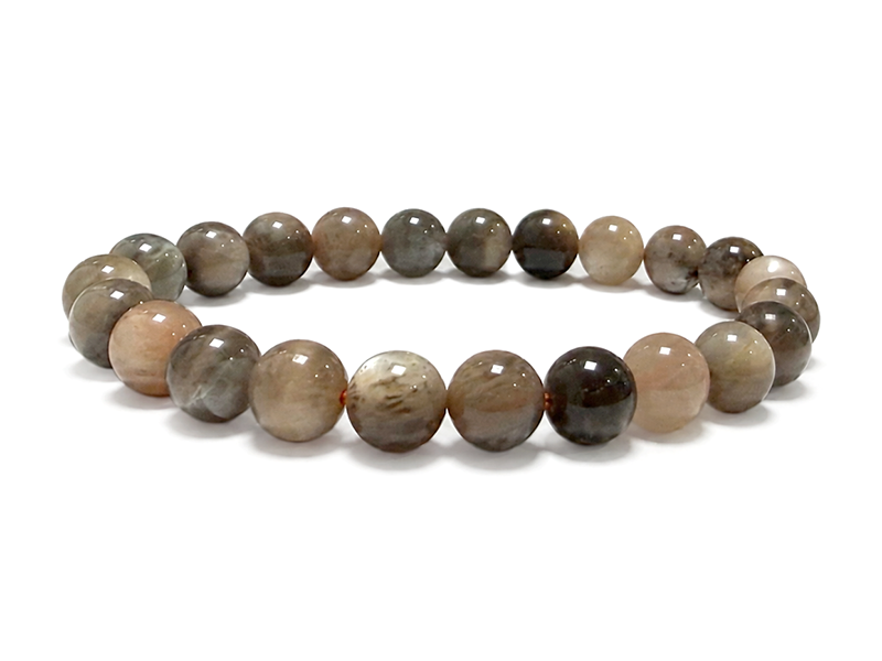 Pulsera de Piedra de Luna Negra A+ cuentas 8-9mm