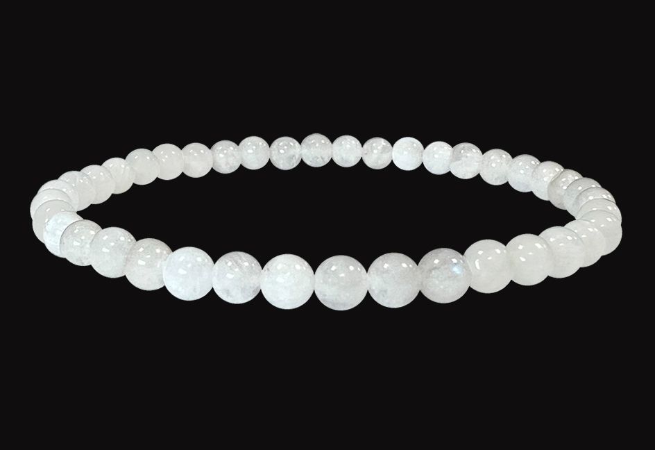 Pulsera de piedra de luna blanca A 4mm perlas
