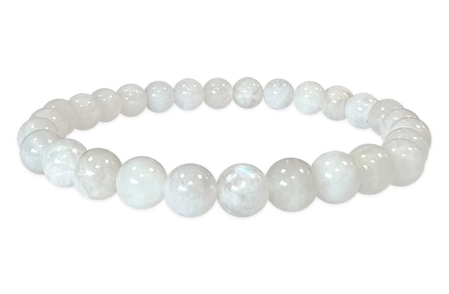 Pulsera de piedra de luna blanca 6-7mm perlas