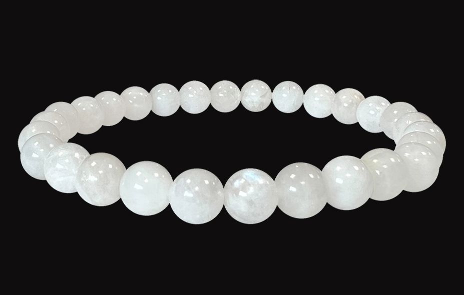 Pulsera de piedra de luna blanca 6-7mm perlas