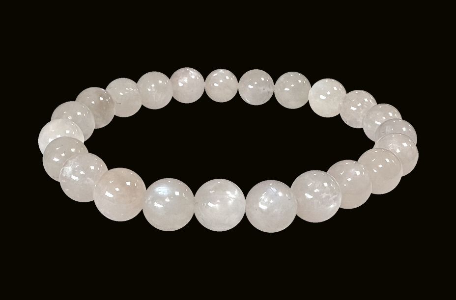 Pulsera de piedra de luna blanca Peristerite A 7.5-8.5mm perlas
