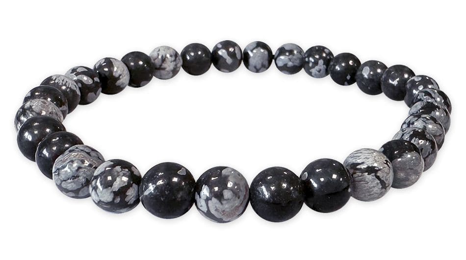 Pulsera Obsidiana copo de nieve perlas 6mm