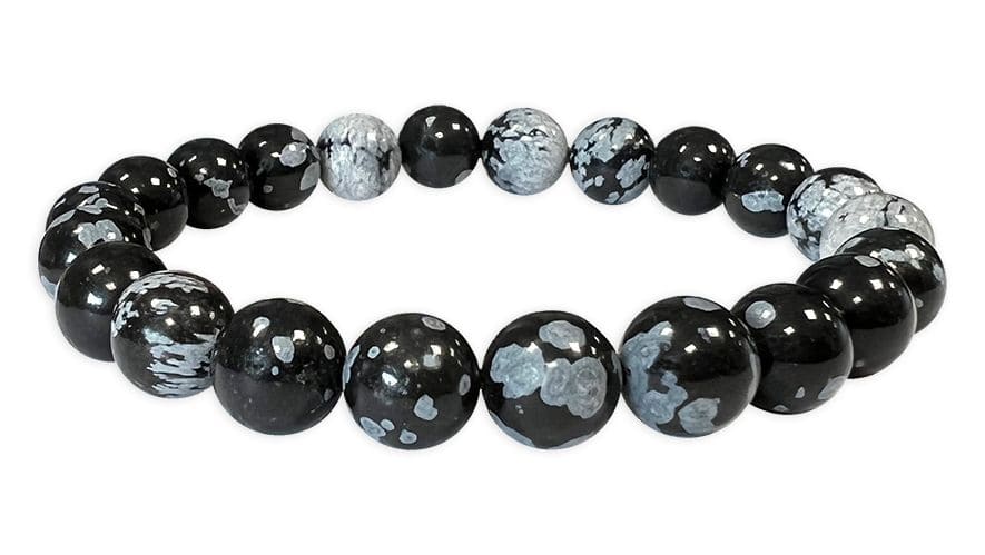 Pulsera Obsidiana copo de nieve perlas 8mm