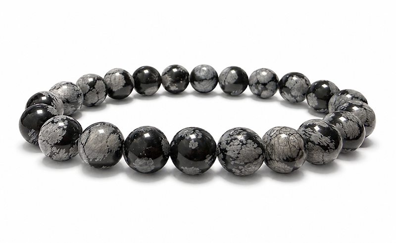 Pulsera de Obsidiana Copo de Nieve AB cuentas de 8-9mm
