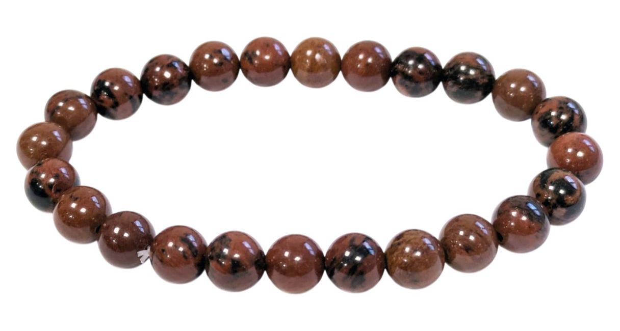 Pulsera cuentas de obsidiana Caoba 8mm