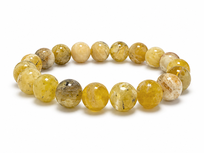 Pulsera de Ópalo Amarillo A cuentas de 10mm