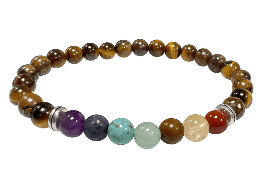 Pulsera Ojo de tigre 7 chakras A cuentas 6mm