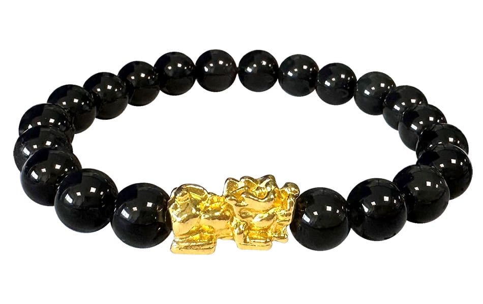 Pulsera Obsidiana Negra & Pixiu A Beads 8mm