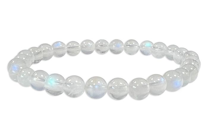 Pulsera de peristerita AAA con piedra lunar blanca, cuentas de 6 mm