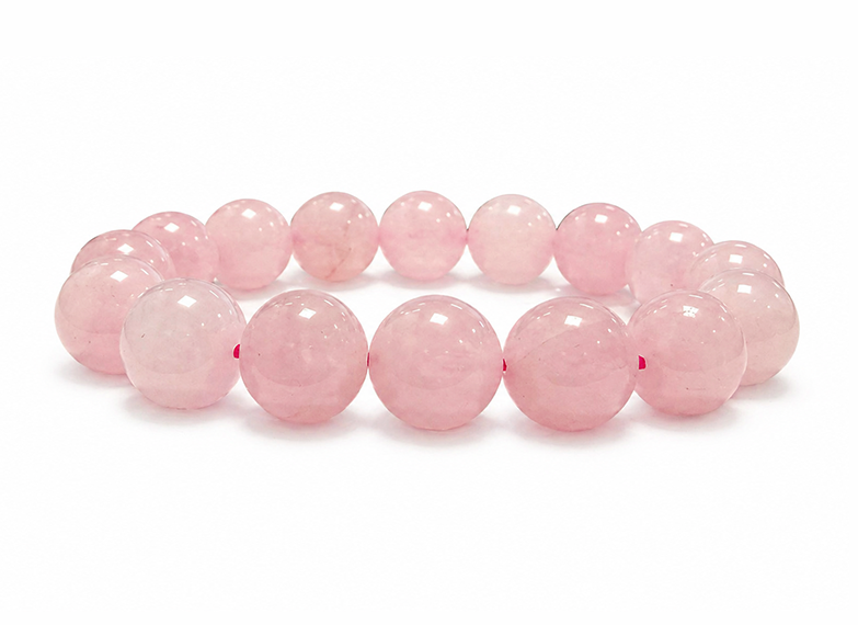 Pulsera de Cuarzo Rosa A cuentas de 12mm