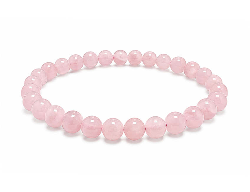 Pulsera de Cuarzo Rosa AB cuentas de 6mm