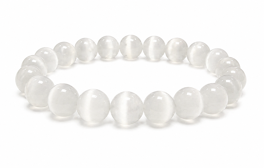Pulsera de Selenita Ojo de Gato A cuentas de 10mm