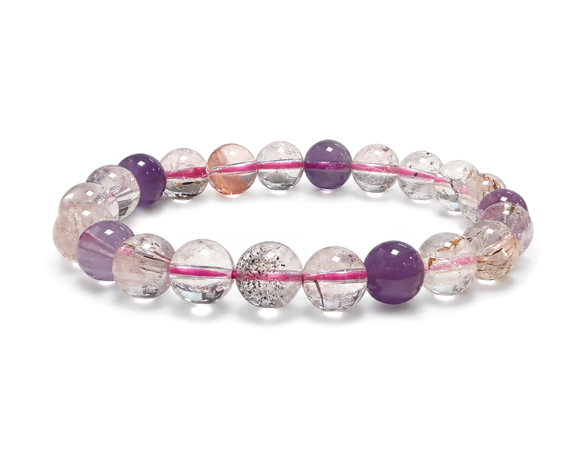 incienso en Pulsera de Super Siete AA Cuarzo con Inclusiones Cuentas de 8–9 mm