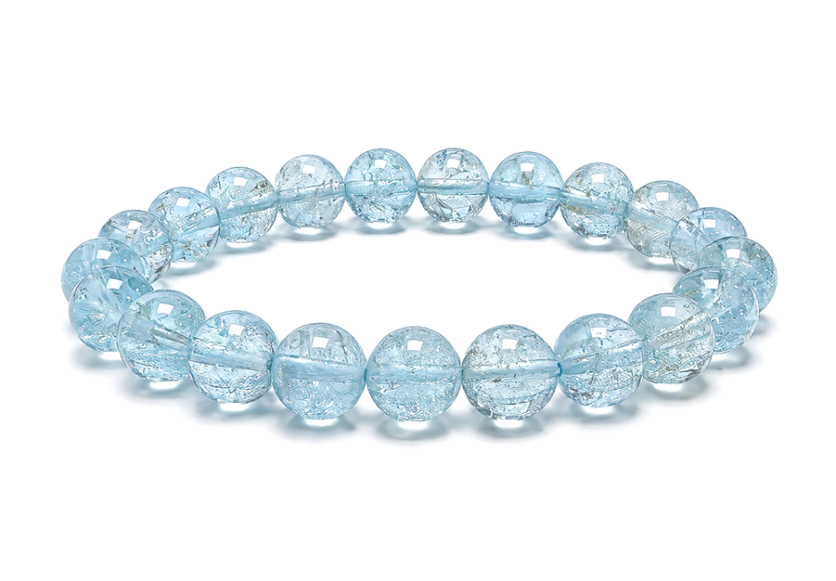 incienso en Pulsera de Topacio Azul AAA cuentas de 6-7mm