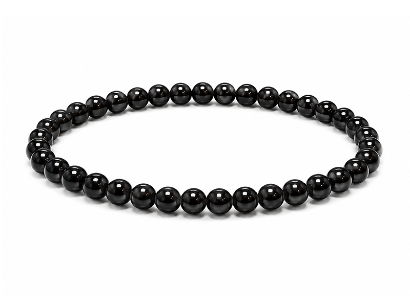 Pulsera de Turmalina Negra A cuentas 4mm