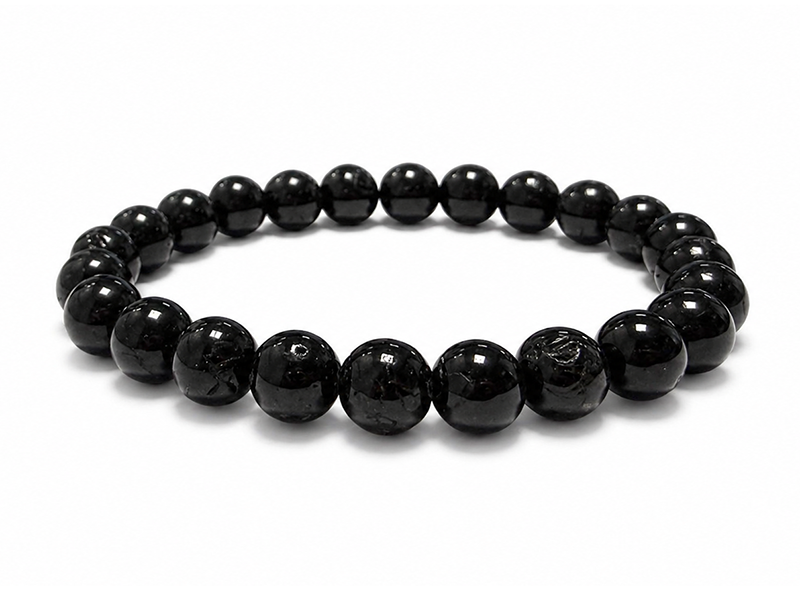 Pulsera de Turmalina Negra AB cuentas de 7-8mm