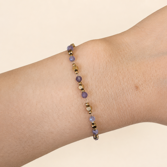incienso en Pulsera Energía de Amatista A – Cuentas Doradas