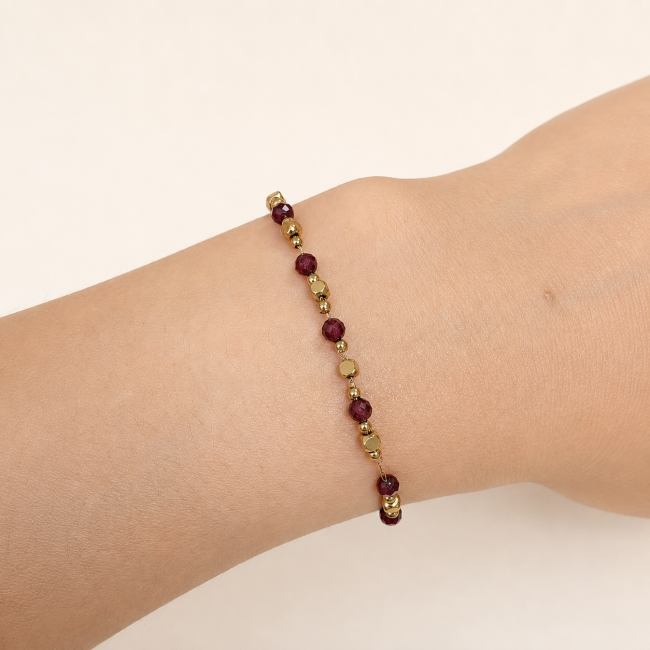 incienso en Pulsera Energía de Granate AA – Cuentas Doradas