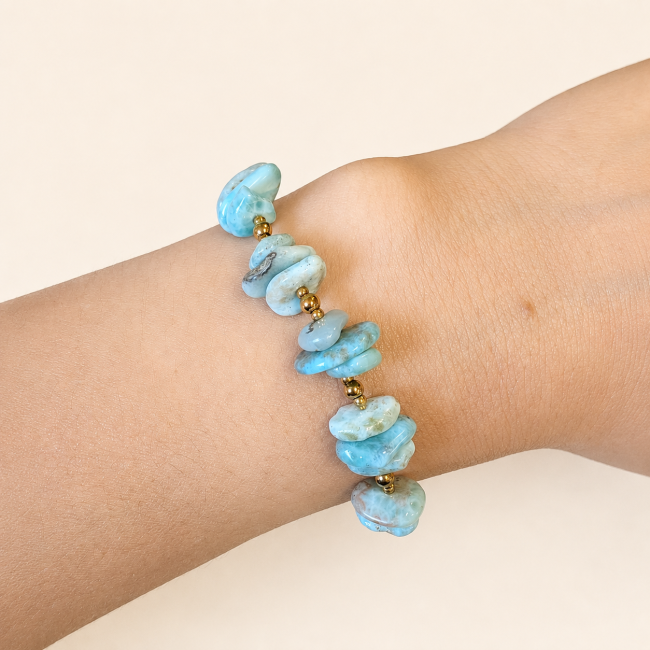 incienso en Pulsera Energía de Larimar A – Fragmentos de Piedra