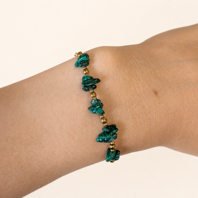 incienso en Pulsera Energía de Malaquita A – Fragmentos de Piedra
