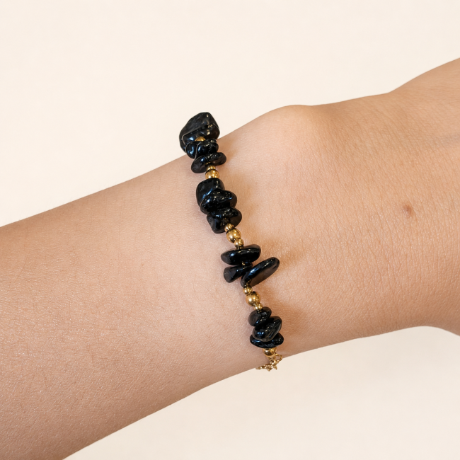 incienso en Pulsera Energía de Turmalina Negra A – Fragmentos de Piedra