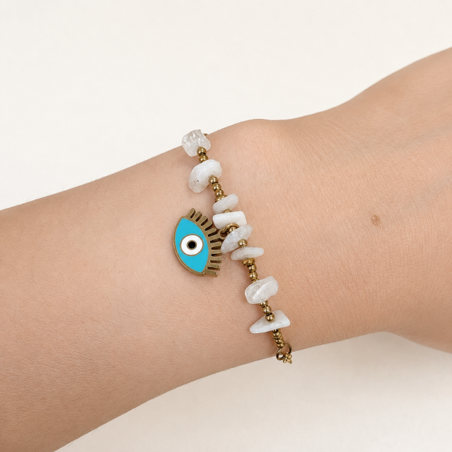 incienso en Pulsera de Protección de Piedra Luna Blanca A – Mal de Ojo