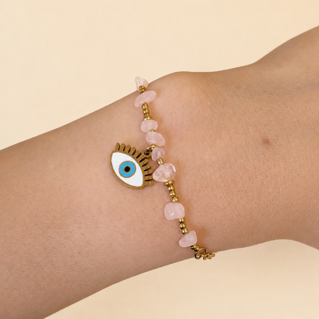 incienso en Pulsera de Protección de Cuarzo Rosa A – Mal de Ojo