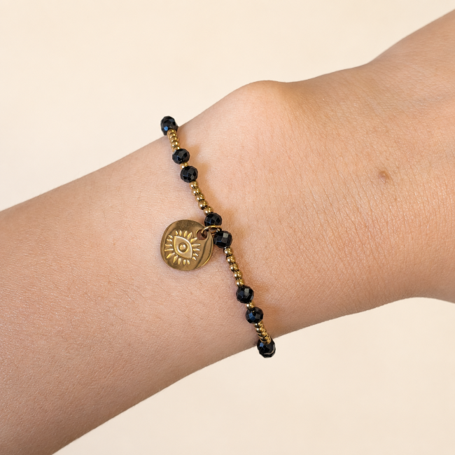 incienso en Pulsera de Protección de Espinela Negra A – Ojo Protector