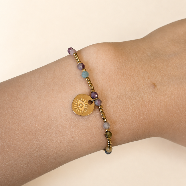 incienso en Pulsera de Protección de Turmalina Multicolor A – Ojo Protector