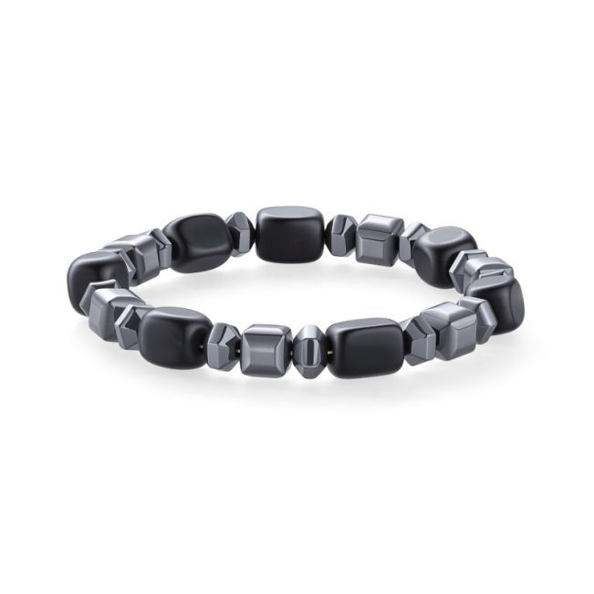 Pulsera de Obsidiana Negra y Hematita A cuentas 8mm