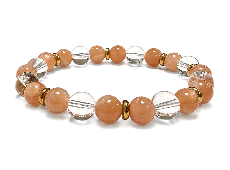 Pulsera de Cristal de Roca y Piedra del Sol AA cuentas 8mm