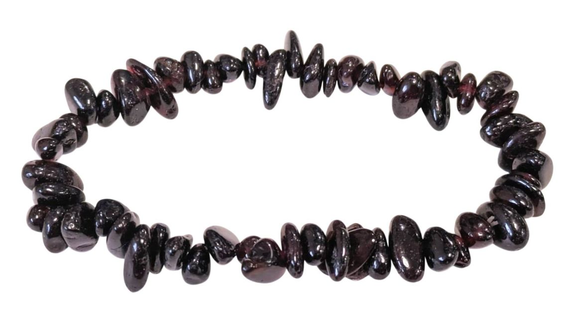 Pulsera Granate Roja A chips 18cm.