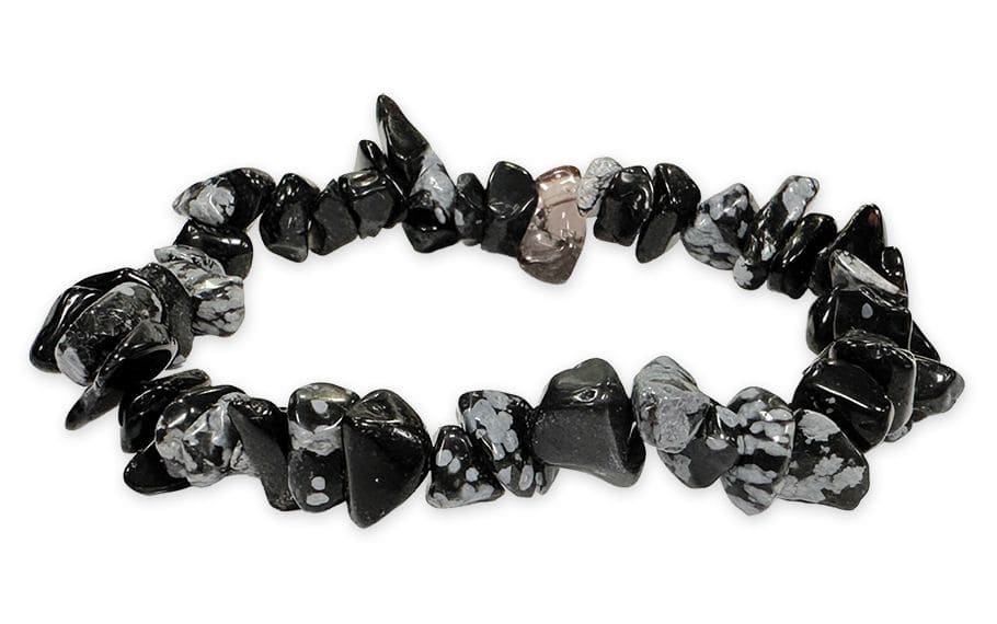 Pulsera Obsidiana copo de nieve chips 19cm.