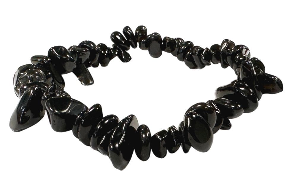 Pulsera de obsidiana negra A con chips de 18cm.