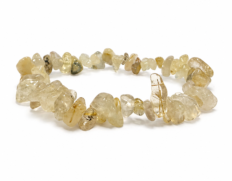 Pulsera chips de Cuarzo Cristal de Roca Rutilado A 5-8mm