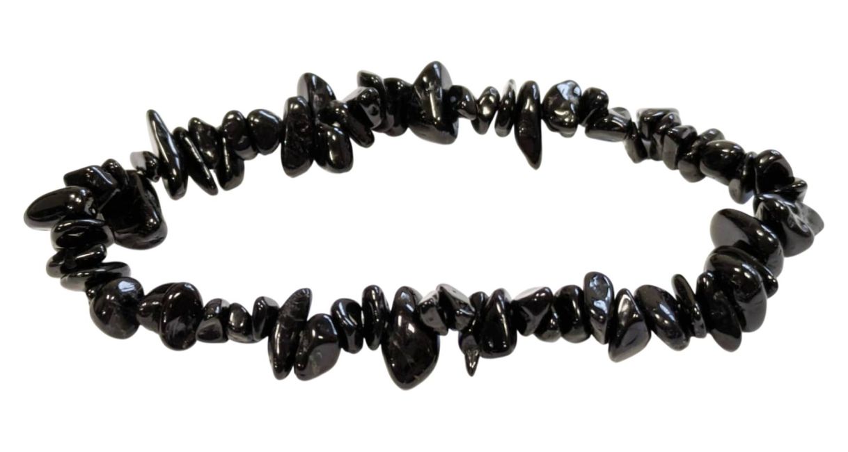 Pulsera de turmalina negra con chips A de 16-18 cm