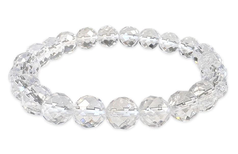 Pulsera cristal de roca facetado perlas AA 8mm