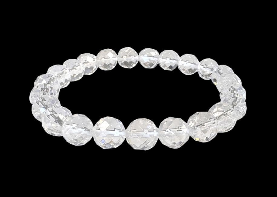 Pulsera cristal de roca facetado perlas AA 8mm