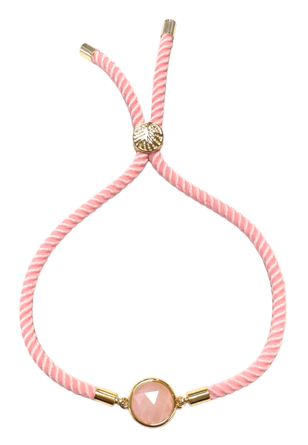 Pulsera De Cuerda De Latón De Cuarzo Rosa Redonda Facetada 12mm