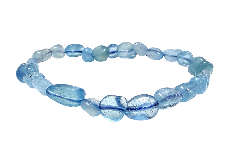 incienso en Pulsera de Piedras Pulidas de Aguamarina A+ 5-8mm