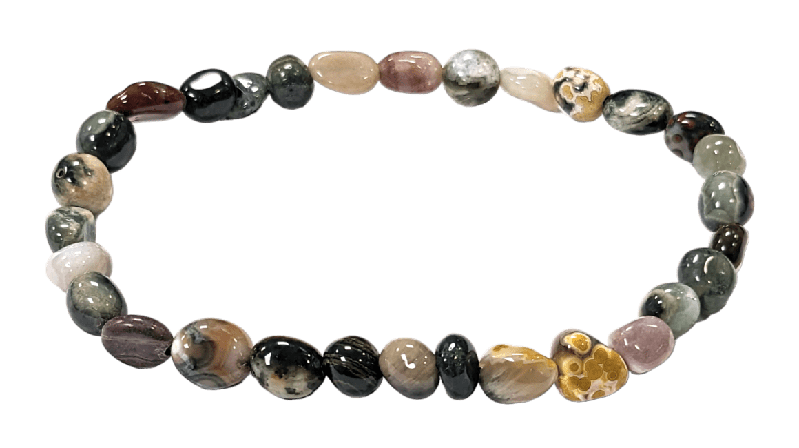 Pulsera Jaspe Océano A+ piedras laminadas