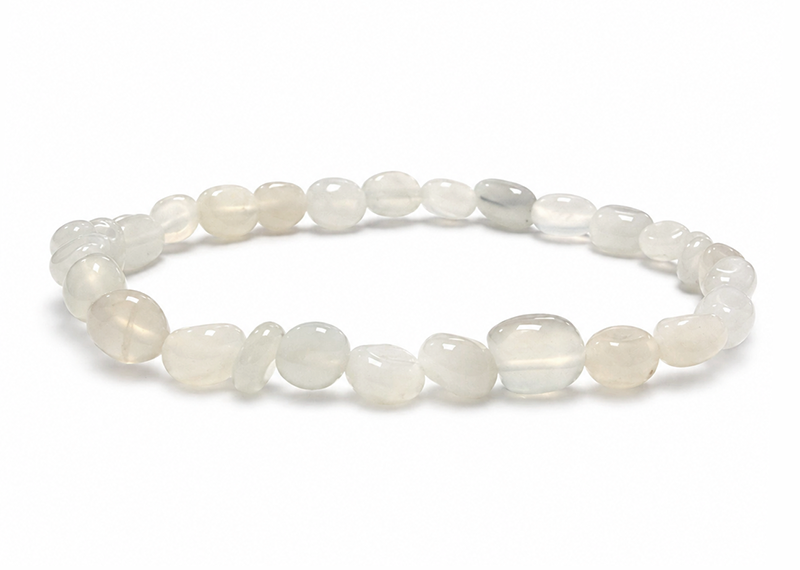 incienso en Pulsera de piedras rodadas de Piedra Luna Blanca A 6-8mm
