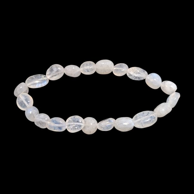 Pulsera de piedras rodadas de Piedra Luna Blanca Peristerita A+ 6-8mm