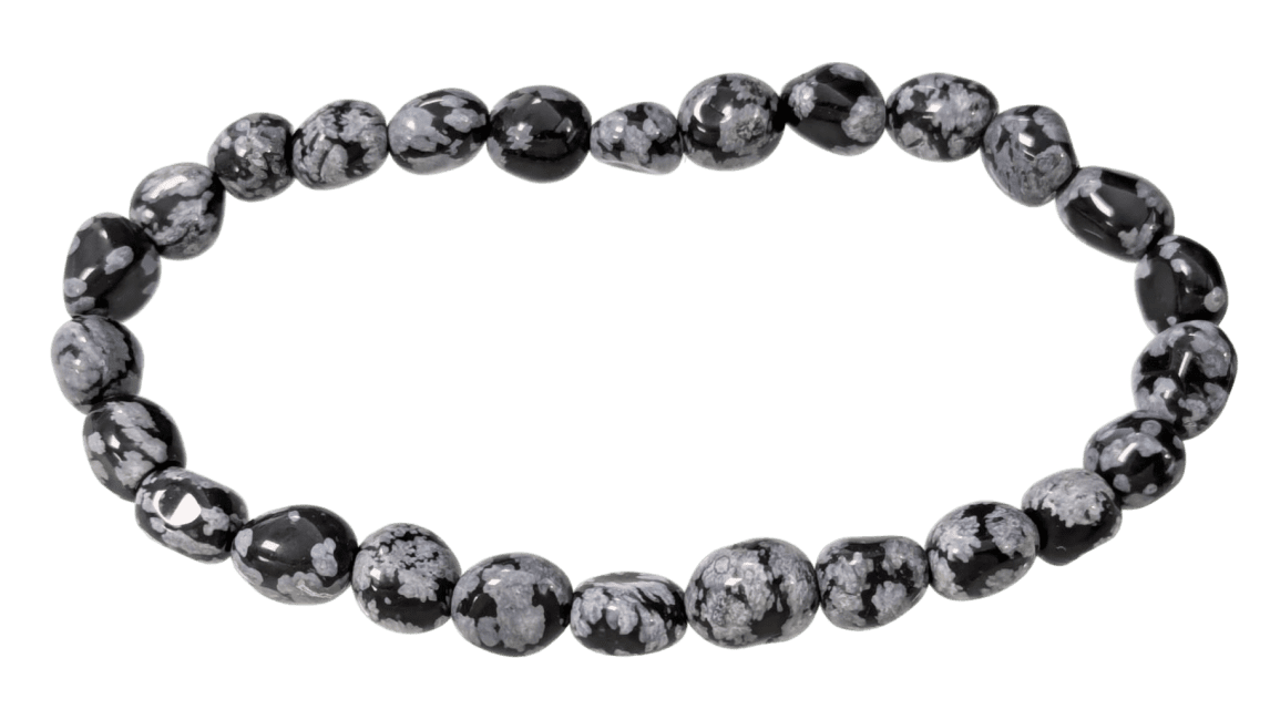 incienso en Pulsera de Obsidiana copo de nieve piedras enrolladas