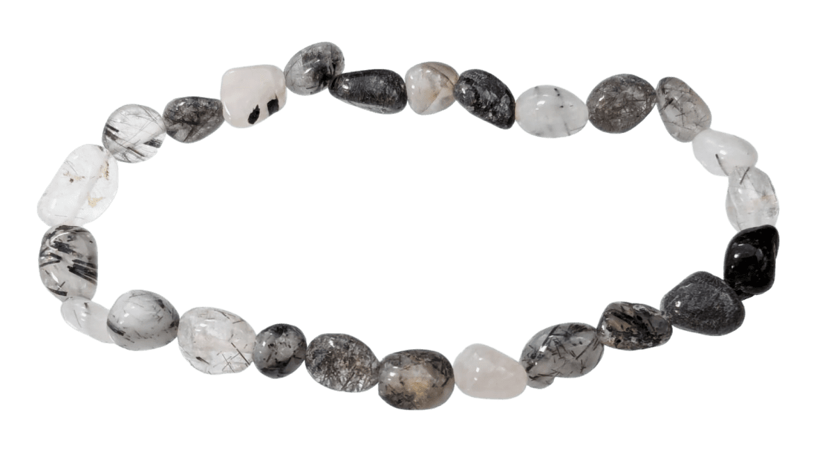 incienso en Pulsera A Turmalina Cristal de Roca piedras rodadas