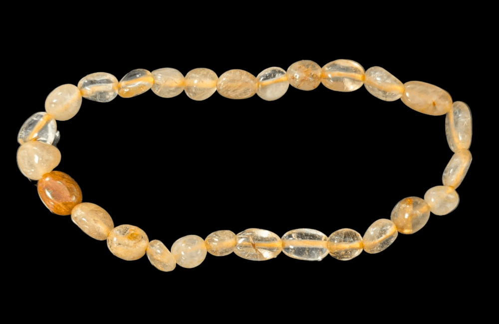 incienso en Pulsera A Rutilo Cristal de Roca piedras rodadas