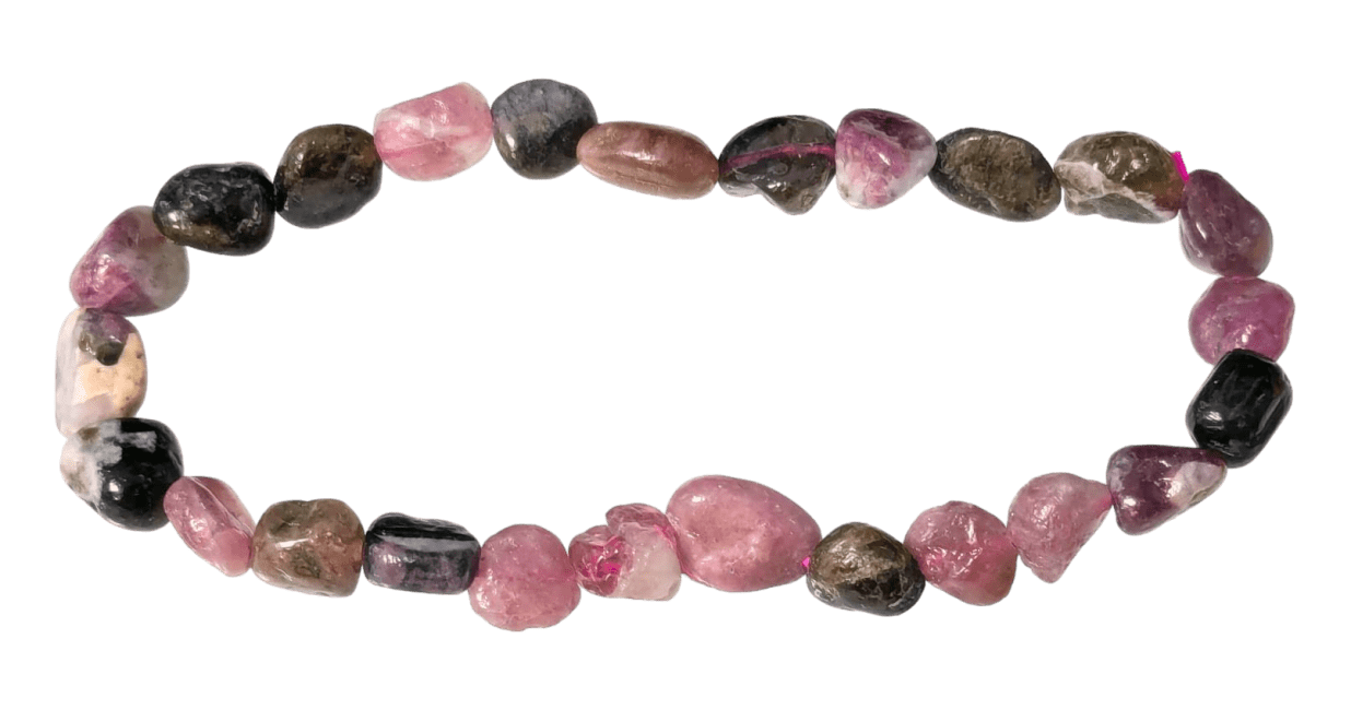 incienso en Pulsera de Turmalina Multicolor A piedras enrolladas