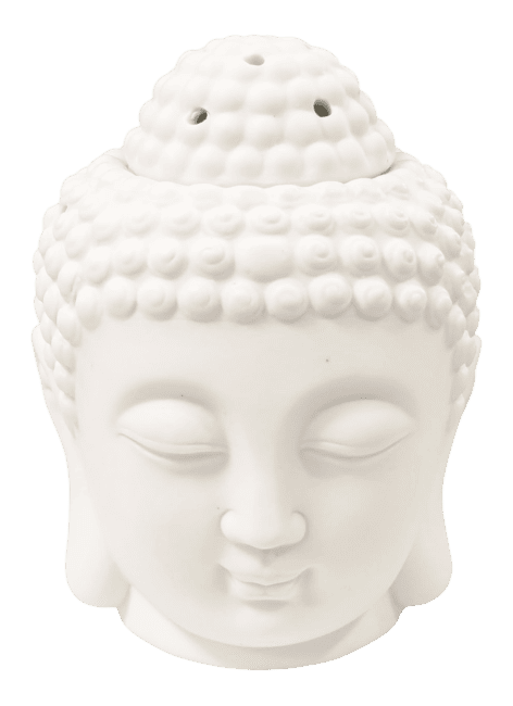 incienso en Quemador de Aceite Cerámico Cabeza de Buda Blanco 14cm