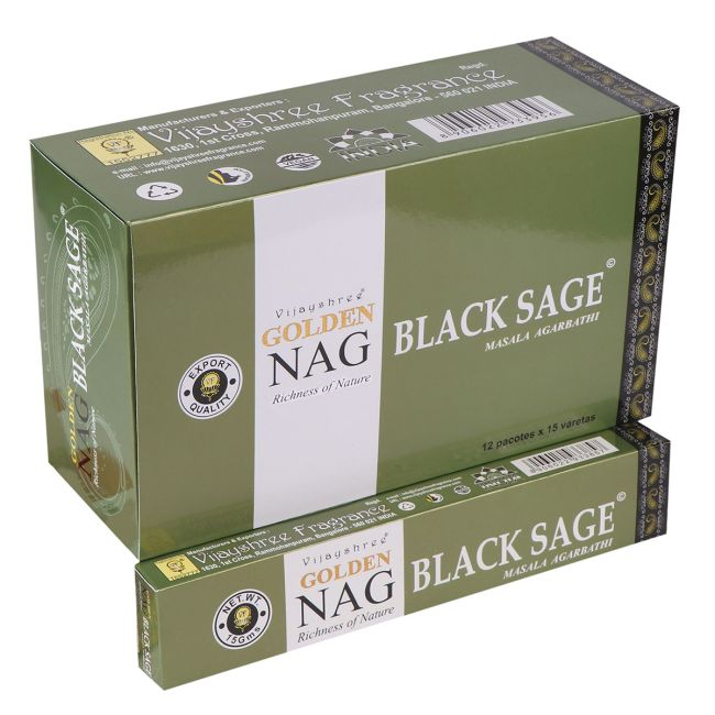 Incienso Vijayshree Golden Nag Black Sage 15g