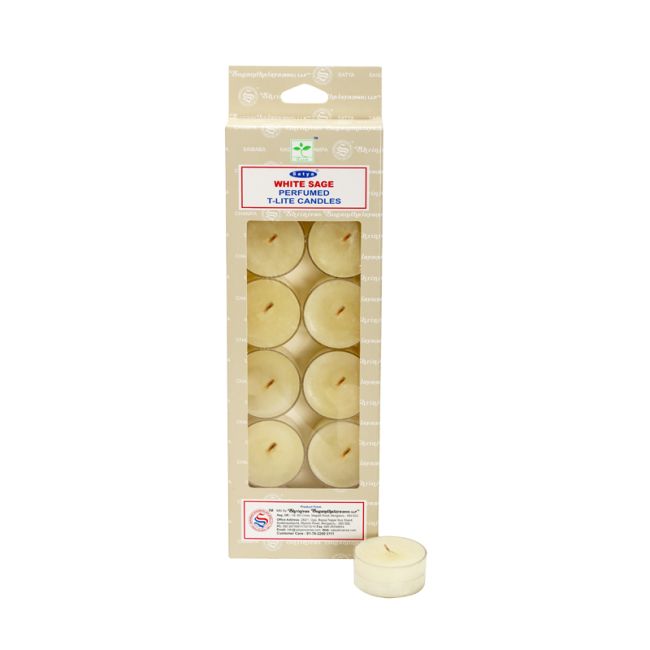 Set de 12 velas perfumadas tealight Satya Salvia Blanca